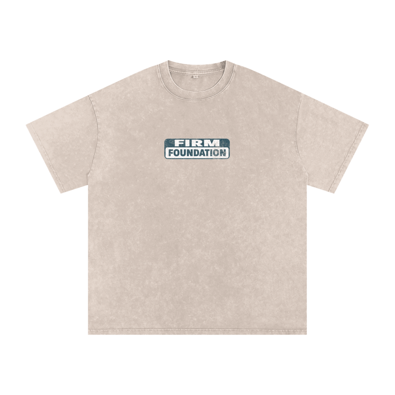 "Firm Foundation / He Won't Fail" Snow Washed Oversized Cotton T-Shirt