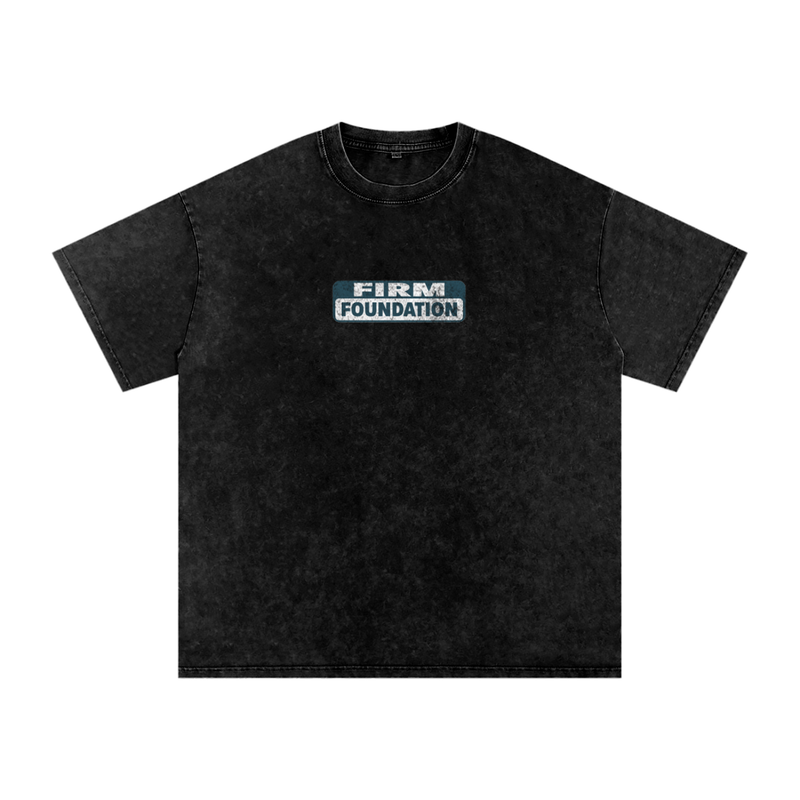 "Firm Foundation / He Won't Fail" Snow Washed Oversized Cotton T-Shirt