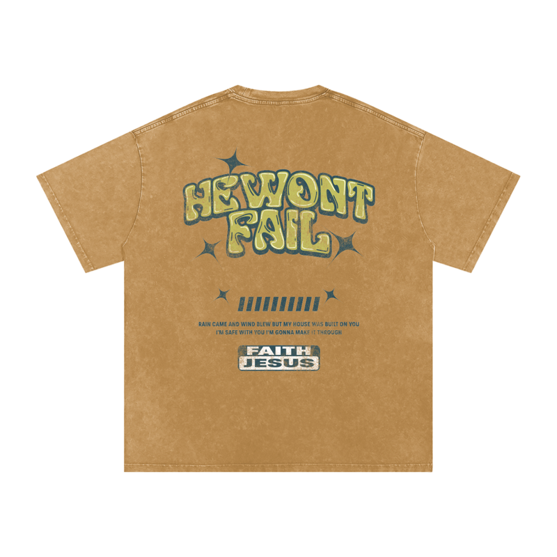 "Firm Foundation / He Won't Fail" Snow Washed Oversized Cotton T-Shirt