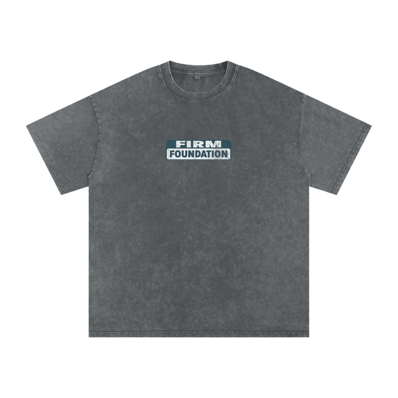 "Firm Foundation / He Won't Fail" Snow Washed Oversized Cotton T-Shirt